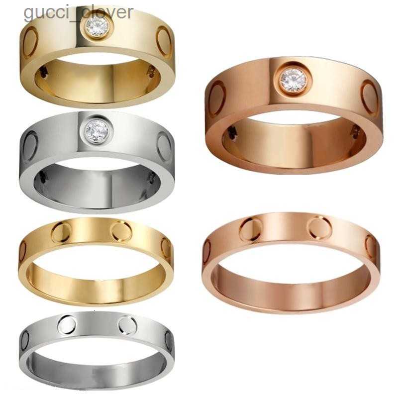 

titanium steel Love Ring women men promise silver gold Wedding Rings for lovers couple jewelry with dust bag