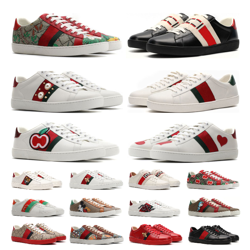 

With Box Mens Womens Casual Shoes Bee Ace Sneakers Low Shoe Designer Sports leather Trainers Tiger Embroidered Red White Black Stripes cool zapato nice sneaker, Beige