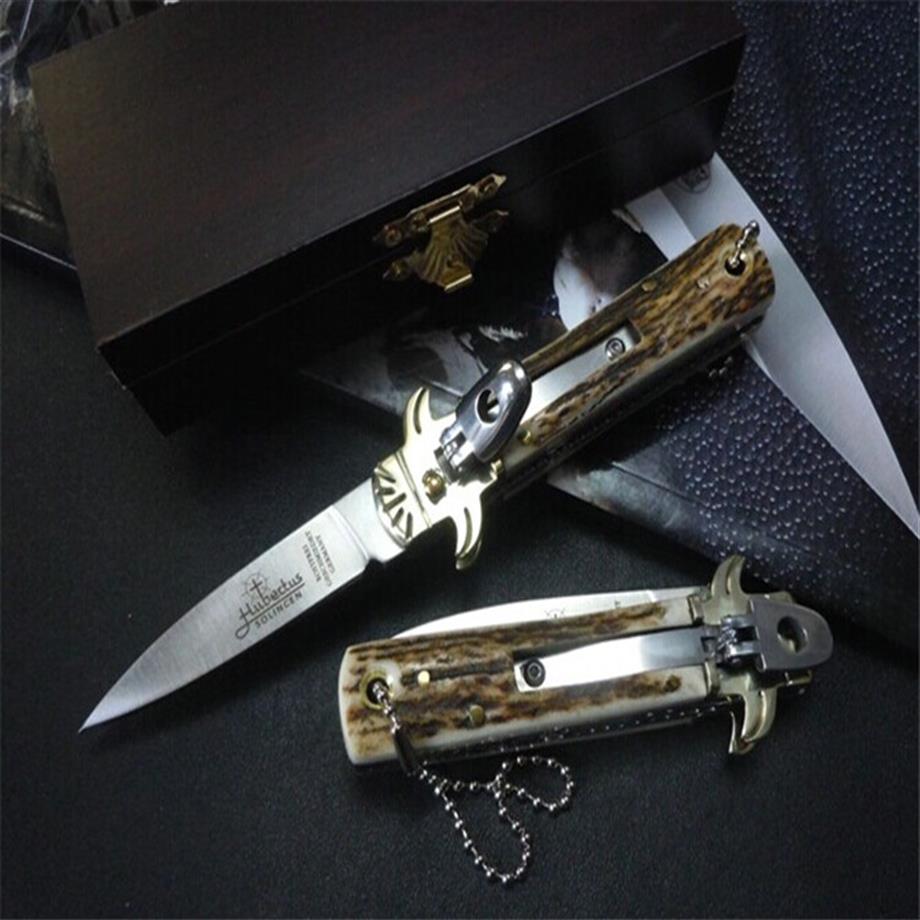 

The Bill DeShivs 6 29 inch Horizontal Knife D2 blade 61HRC classic Antler handle single action pocket folding camping gift Knives 238w