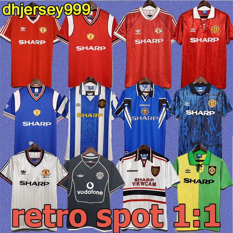 

1998 final Retro 2002 Soccer jerseys football Giggs SCHOLES Beckham CANTONA Solskjaer KEANE NISTELROOY KEANE ROBSON MANS Rooney UTDS football shirts 040366, 2007 08 man utd champion home
