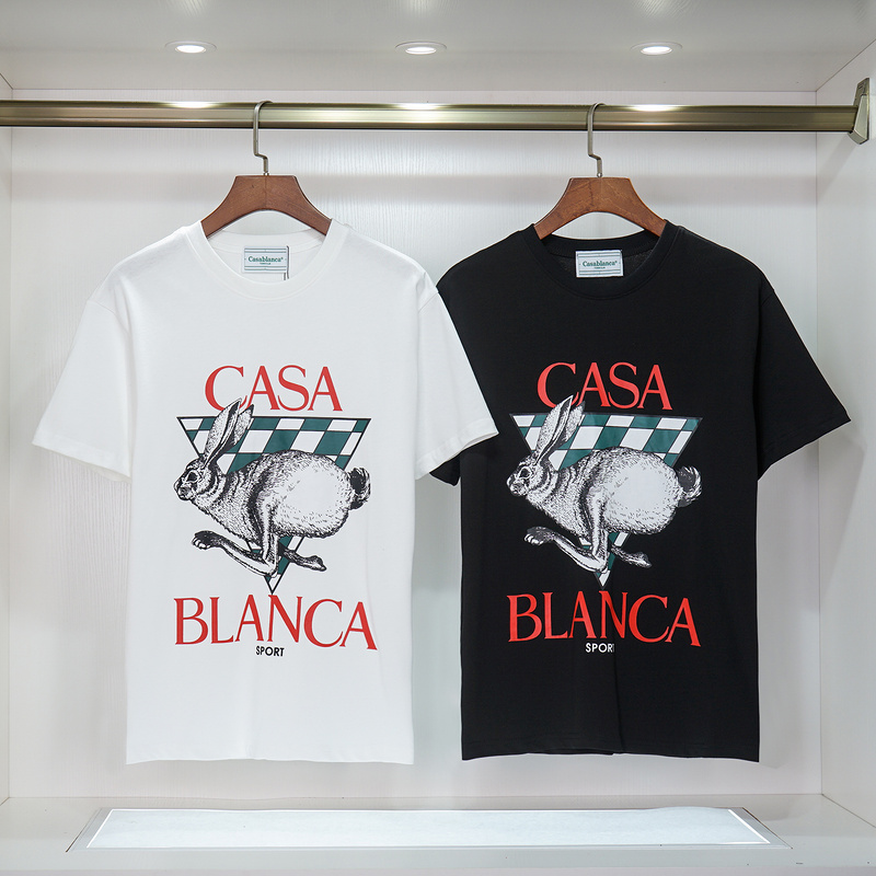 

100% Cotton Casablanca T shirt luxury men' Tees wear summer round neck sweat absorbing short sleeves outdoor breathable cotton t shirt Casablanca shirts #122, A+