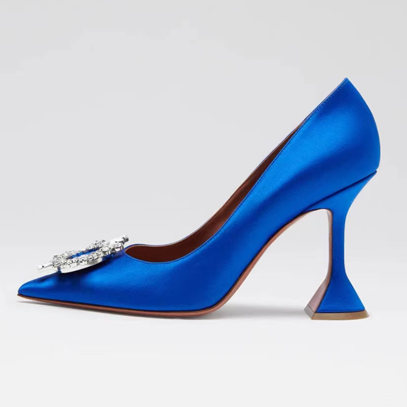 

Amina Muaddi Women Begum Crystal high-heeled shoes New style Bowtie pumps Pointed Toes Crystal-sunflower Dress shoes Luxury Designer Wedding Party Evening shoes