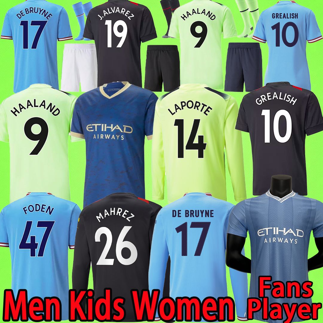 

2023 2024 HAALAND MAN CITYS soccer jerseys Fans Player version men sets kids kit 23 24 GREALISH FODEN boys football shirt T women DE BRUYNE BERNARDO long sleeve uniform, 22/23 soccer kit