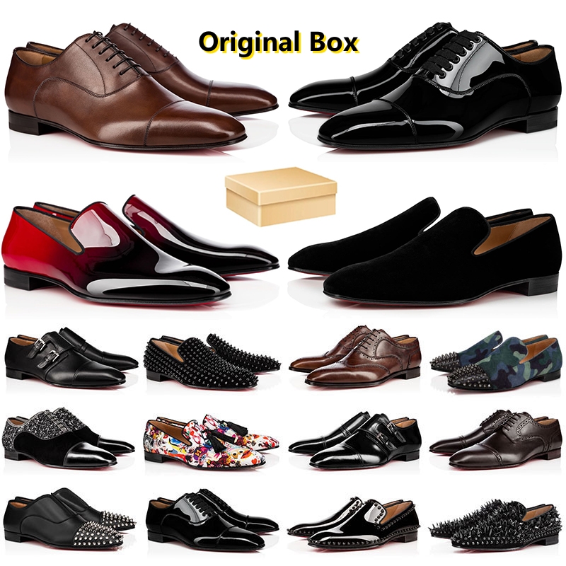 

With Box Designer Mens Loafers Dress Shoes Sneakers Triple Black Oreo Suede Patent Leather Rivets Slip On Loafer Men Wedding Shoe For Business Party Shoe Sneaker, Color#3