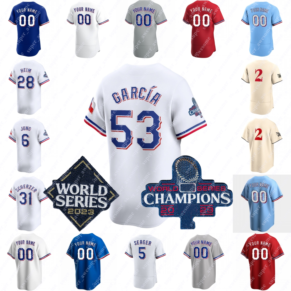 Max Scherzer Baseball Jersey Jacob deGrom Corey Seager Jonah Heim Adolis Garcia Nathan Eovaldi Marcus Semien Leody Taveras Josh Jung Evan Carter-image-929671183