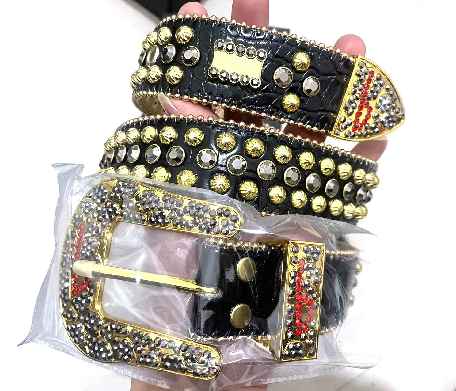 diamond simon Belts Designer Fashion for Men Women Shiny diamond belt Black on Black Blue white multicolour with bling rhinestones gift E6-image-856059101