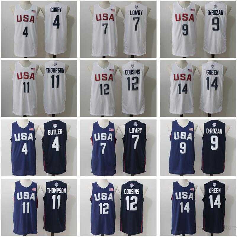 

Men 2016 USA Basketball Jerseys Dream Team 4 Stephen Curry Kyle Lowry DeMar DeRozan Thompson DeMarcus Cousins Harrison Barnes Draymond Green, White