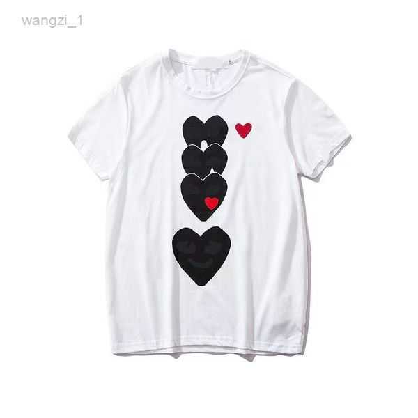 

Men' T-shirts Play Designer White Eyes Big Red Peach Print Shirt Loose Fashion Blouse Quality Short Sleeves 10 GTS2