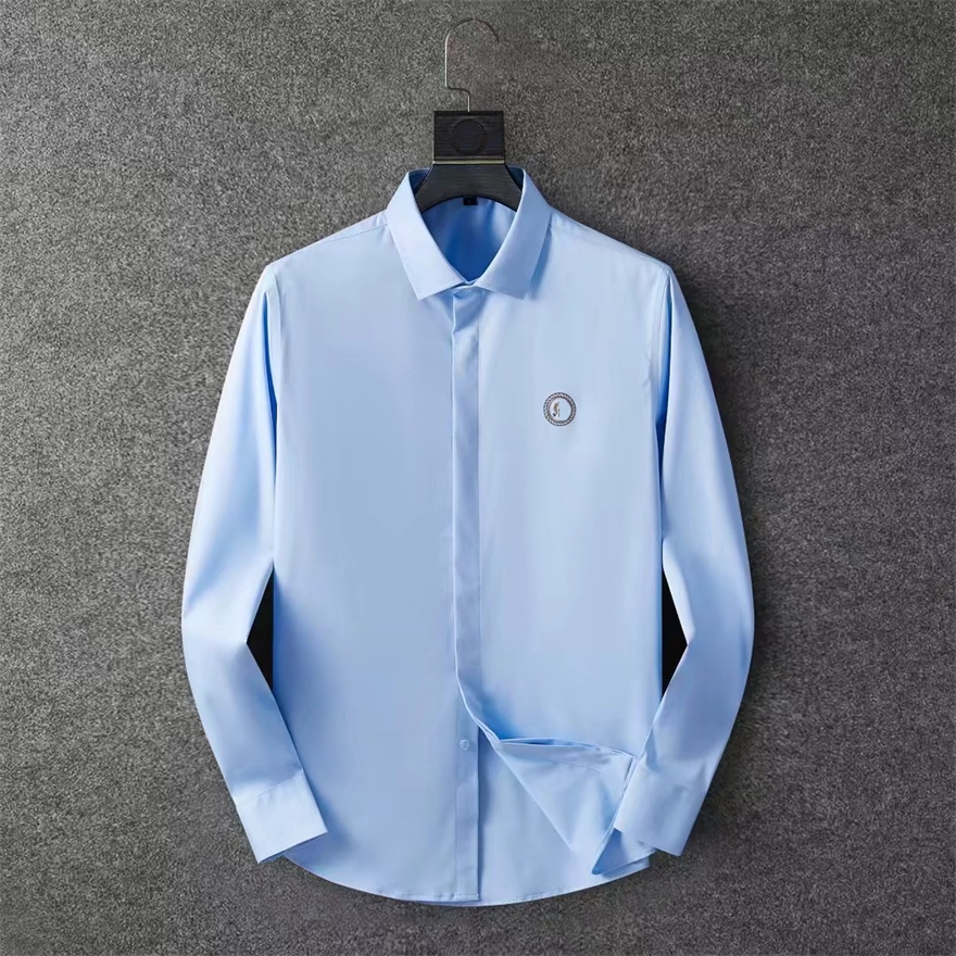 

Men's Shirt 2023 Luxury Gentleman Designer Cotton High Elasticity Wrinkle Resistant Slim Fit Shirt Casual Business Brand Polo Cardigan Ribbed Dress asian Size M-3XL