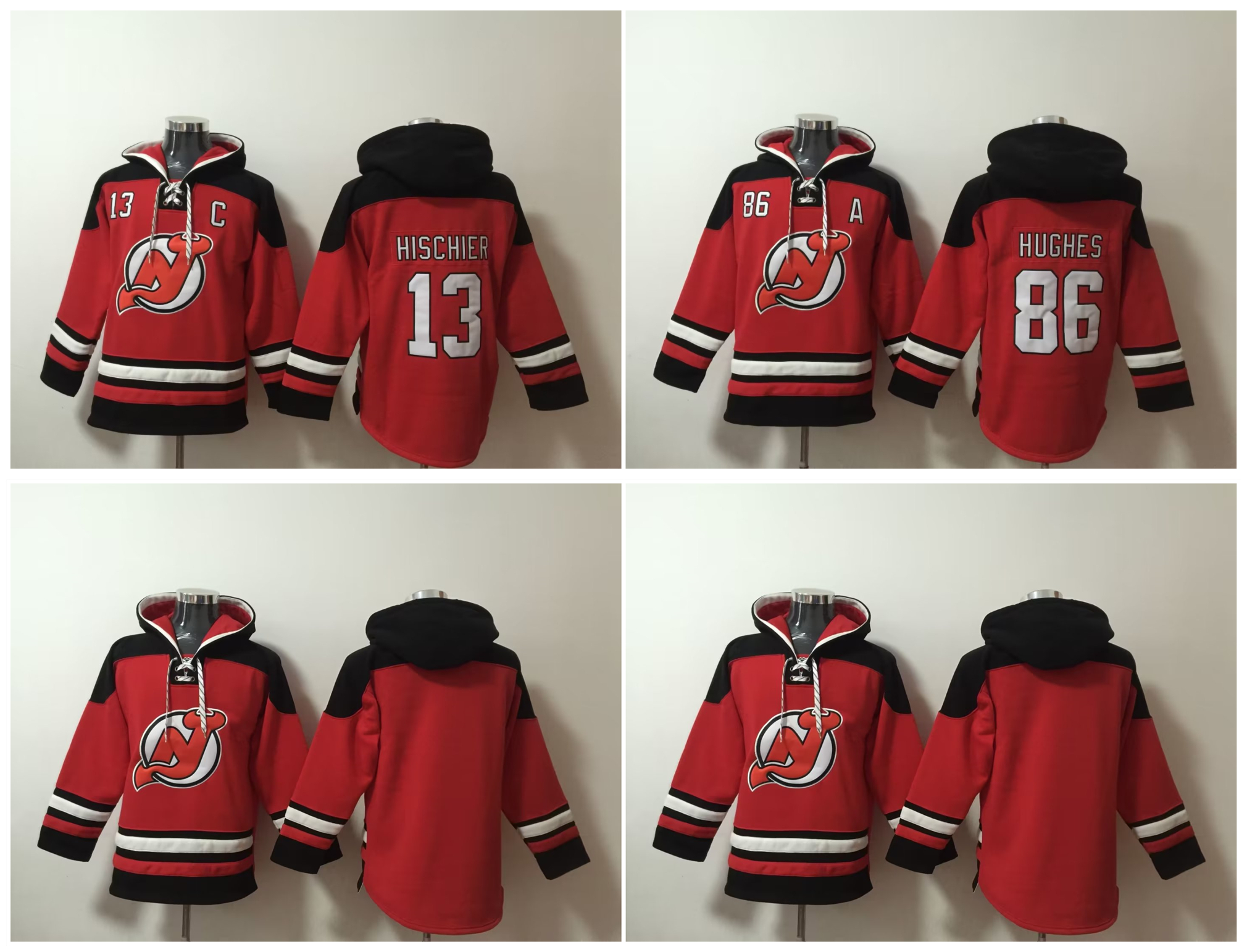 

Devils Old Time Hockey New Jerseys Nico Hischier Jack Hughes Hoodie Pullover Sports Sweatshirts Winter Jacket Red Size S-XXXL, As pic