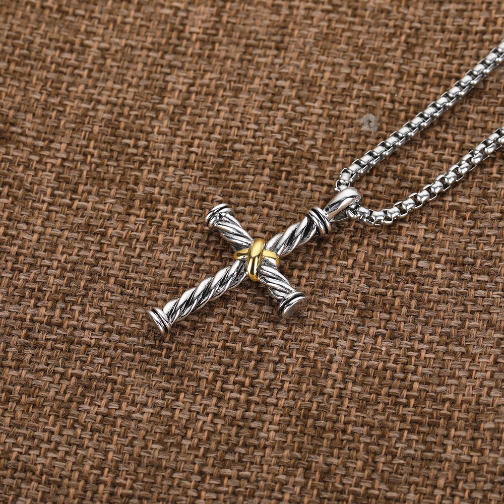 

Cross Necklace Pendant Retro Classic Unisex Gold Plated Couple X Necklace