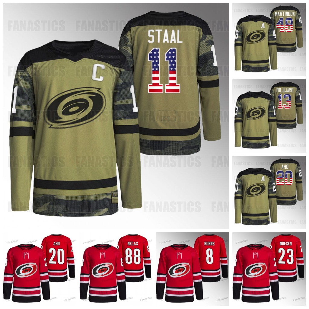 

Andrei Svechnikov Hurricanes Jerseys StanleyCup Playoffs Ryan Suzuki Sebastian Aho Stefan Noesen Brady Skjei Brett Pesce Jesper Fast Staal Seth Jarvis Carolina, 2023 military appreciation youth s-xl