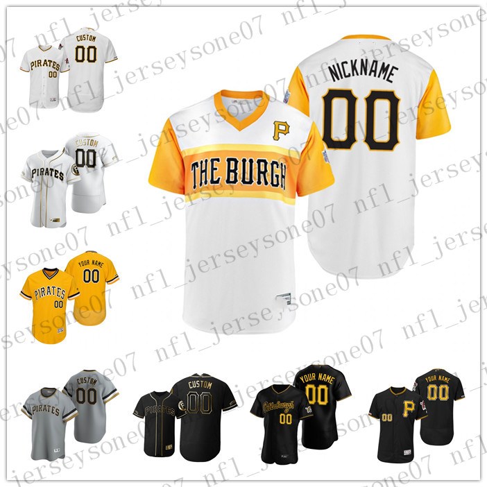 

Custom Mens women youth Pittsburgh''Pirates''grey red white Authentic 2020 Home Jersey