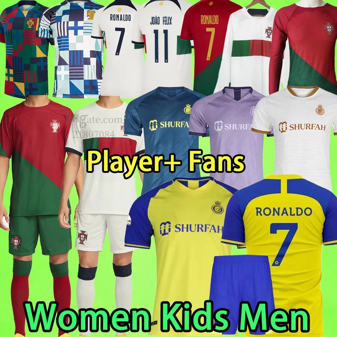 

Al Nassr FC soccer jerseys 2022 Portugal CR7 MEN SET KIDS KIT WOMEN Fans Player version Ronaldo BERNARDO JOAO FELIX child football shirts boys 22 23, 2022 away