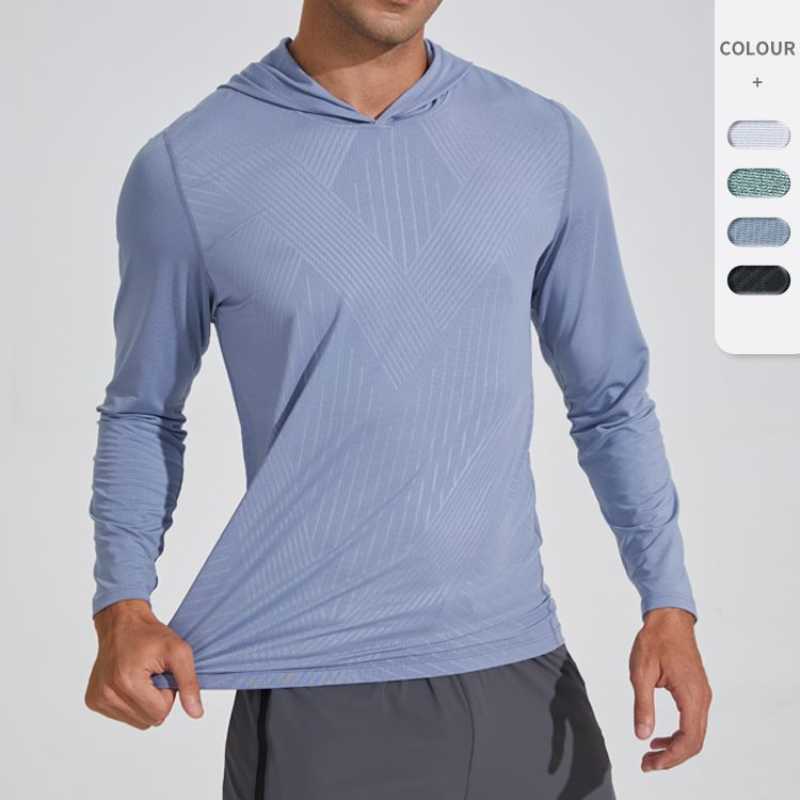 

Yoga Outfit Lulu Men Hoodie Quick Drying Shirt with Long Sleeve Running Workout T Shirts Breathable Compression Shirt Riding Top, Black
