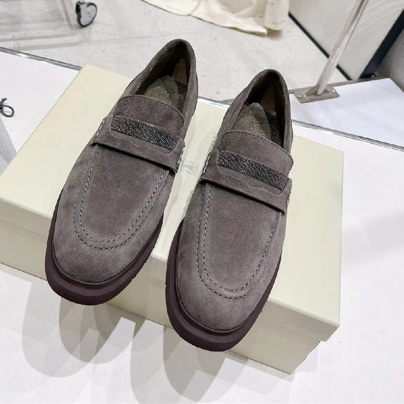 

Brunello Cucinelli Casual Shoes Slip On Designer Fashion Loafers Shoes Genuine Leather Luxury Brand Slip On Outdoor Leather Single Shoes Fashion Women's Shoes 2023, As pic