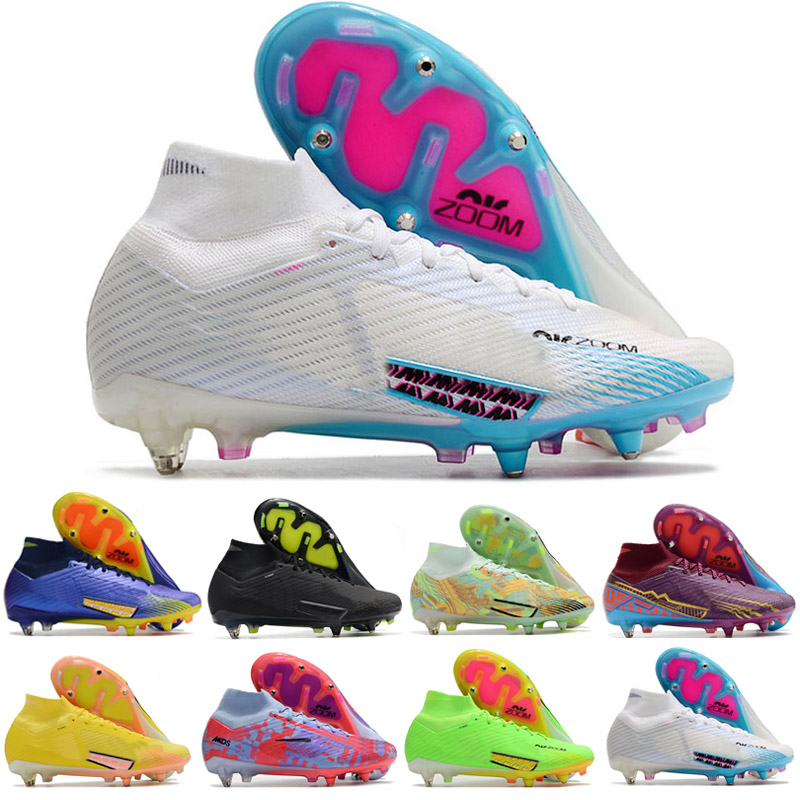 

Football Boots Soccer Shoes Zooms Mercurial Superfly 9 Elite sG Football Cleats Mens High Ankle Ronaldo Mbappe Soft Leather Shoes, 08