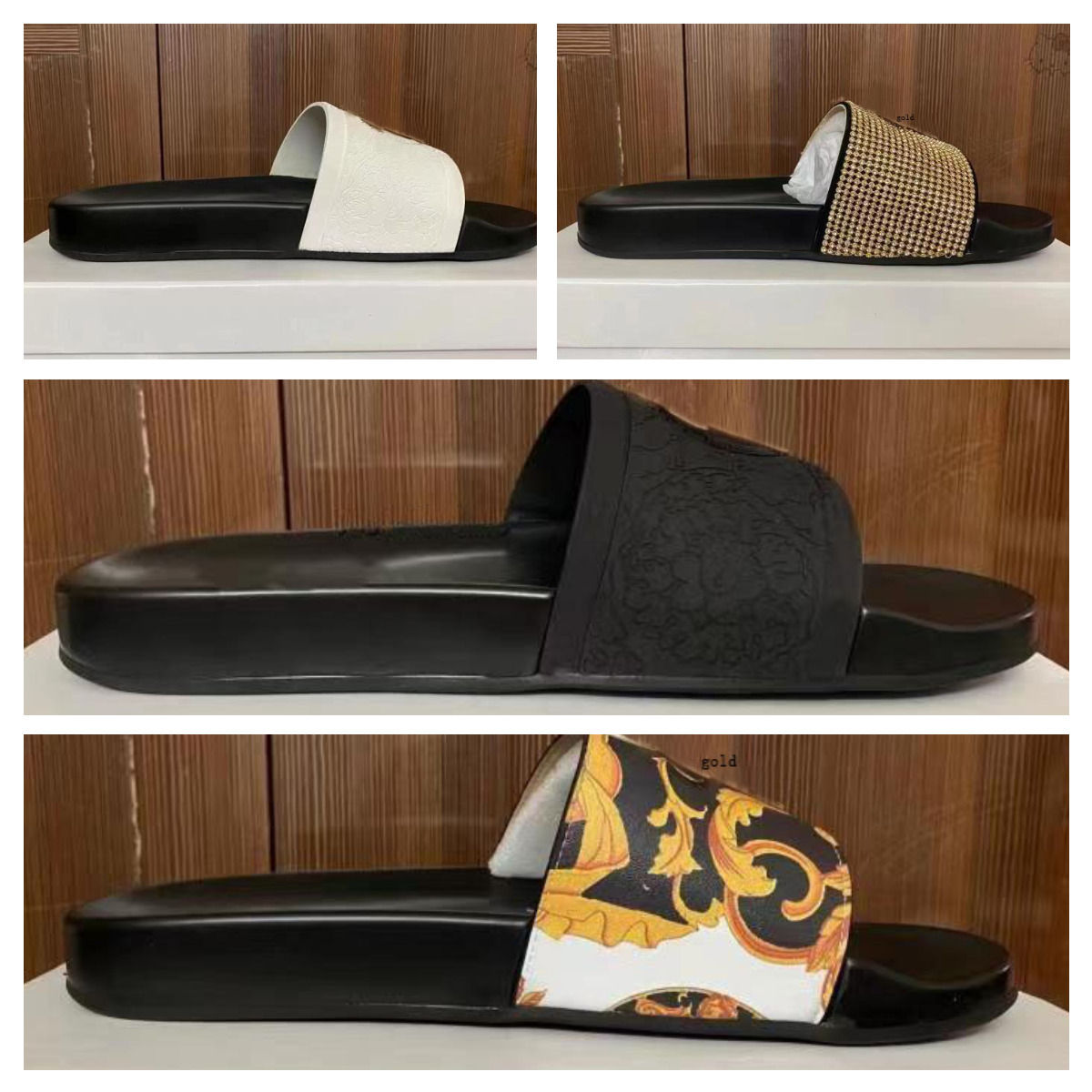 

10A Designer Medusa Palazzo Pool sliders Slipper men women Luxury dimension Sandals Beach Indoor Flat Flip Flops Lady Leather Fashion Classic Shoes Size 35-45, Colour 16