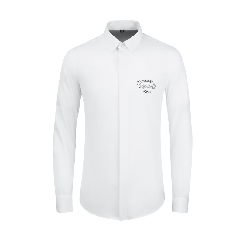 

New Arrival Cotton Autumn Hand-painted Lettered Embroidery Men's Gentleman Long Sleeve Shirt Large Size  L XL 2XL 3XL 4XL, Xy-220437b blsck