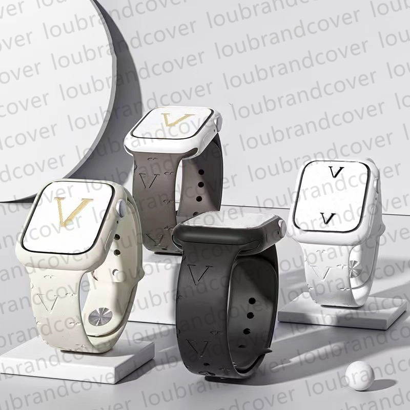 

Designer Watch Band Smart Straps for apple watch band 49mm 38mm 44mm 45mm iwatch series 8 9 4 5 6 7 Strap Embossing Silicone Bracelet 3D Concave Pattern ap watchbands