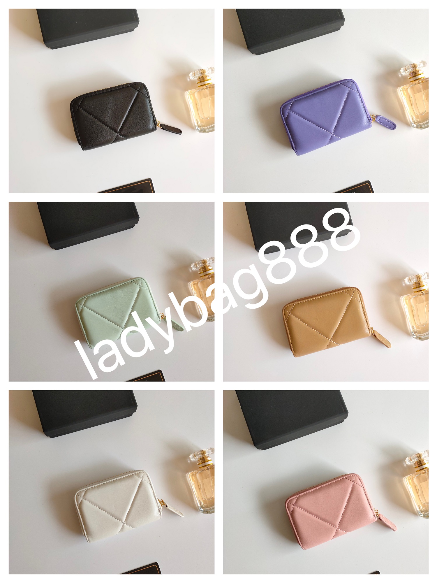 

2023 Luxury Brand High Quality cc Wallet Holder Classic Pattern Sheepskin Material Wallet, Pink