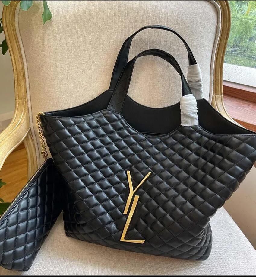 

Luxury Shopping Bags Leather Designer Bag Women Handbag Fashion Handmade Shoulder Tote Top Quality Large Beach ICARE Totes Travel Crossbody Handbags, Black