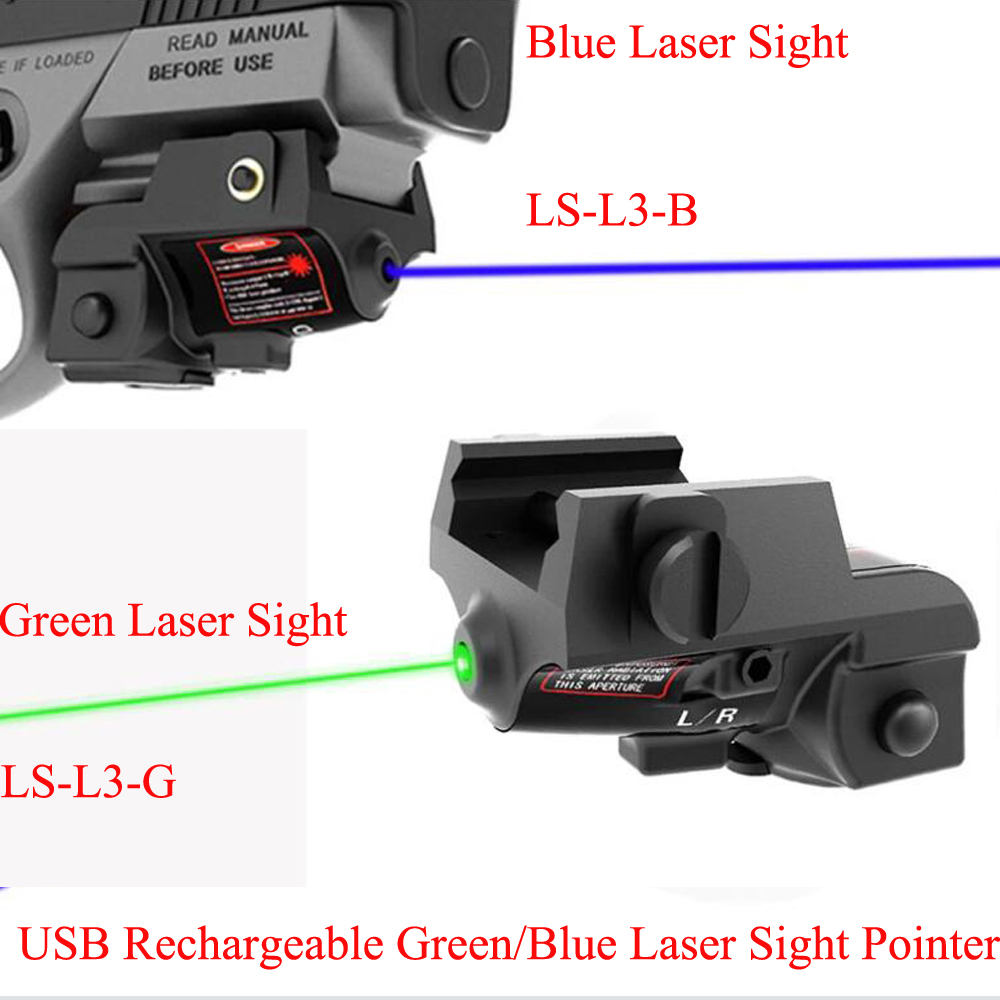 

Tactical Rechargeable Blue/Green Laser Sight Mini Laser Dot Scope LS-L3 Hunting Laser, Black