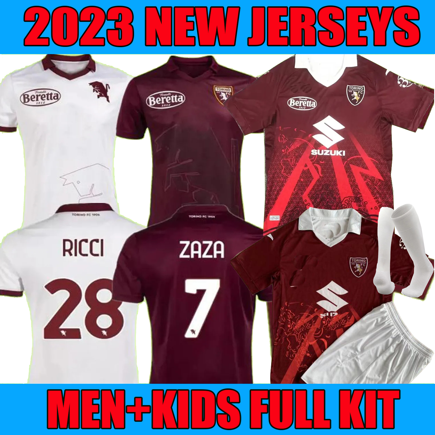 

22 23 Torino FC Limited Edition Soccer Jerseys 2022 2023 2024 ZAZA RICCI ZIMA T. SANABRIA LUKIC PELLEGRI SINGO SECK Home Away 3rd adults kids full kit Football Shirts, 23 24 limited edition