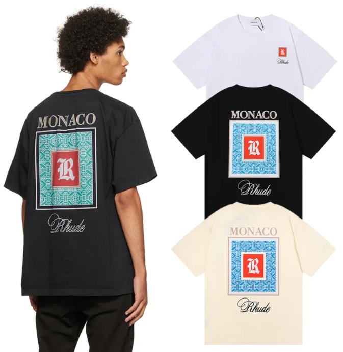 

23ss Rhude Mens T shirt High quality Tess Designer Casual Fashion Short Sleeve Europe America Men Women Round neck Tshirts US Size -XXL