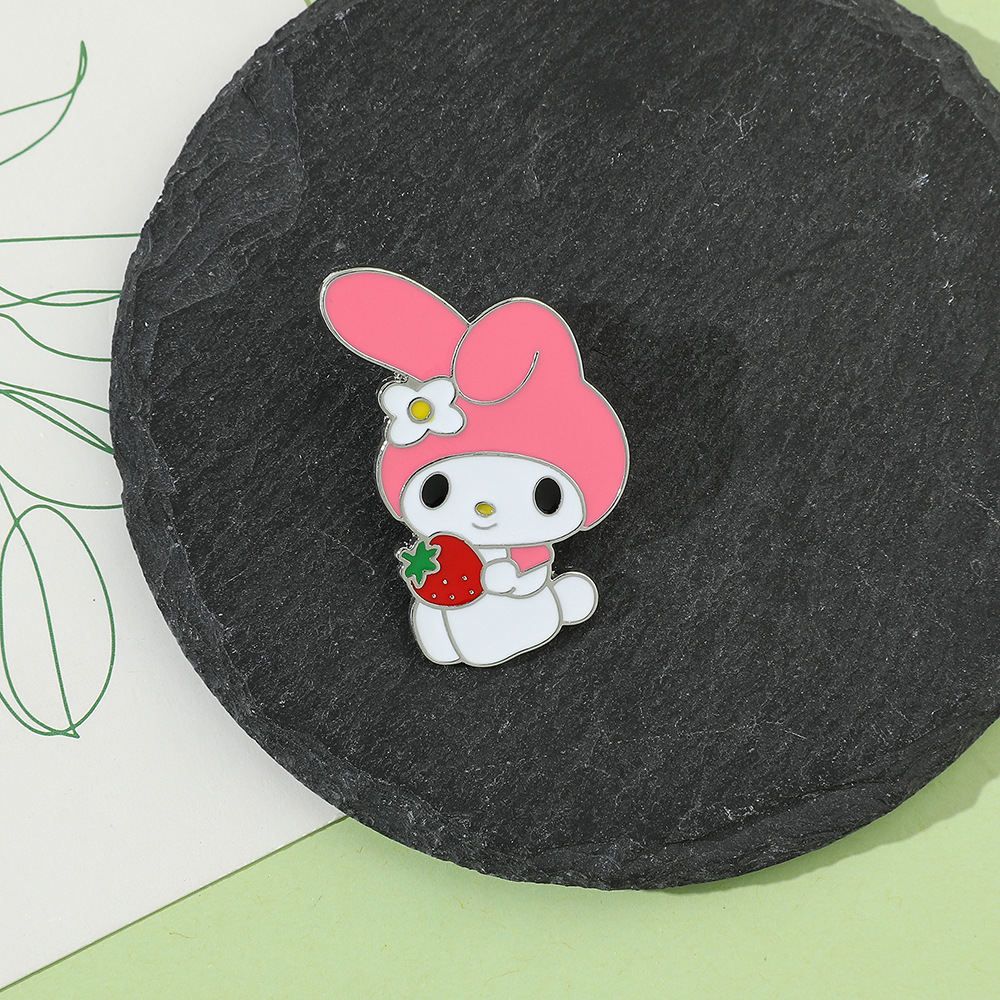 

kuromi melody strawberry brooch Cute Anime Movies Games Hard Enamel Pins Collect Metal Cartoon Brooch Backpack Hat Bag Collar Lapel Badges, As picture