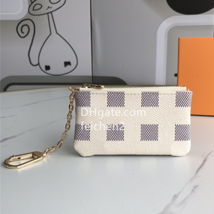 

Coin Purses Zipper Mini Wallets key case leather holds classical women key holder small leather Key Wallets 5 color with box Designer Wallet, Black flower