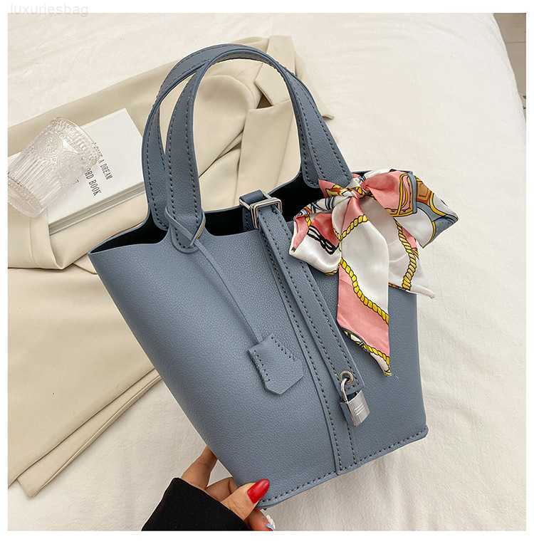

Designer Luxury Bag Diy Large Capacity Hand Material Silk Scarf Soft Leather Vegetable Basket Sewing Bucket BagLJVBJHPX Picotin, Basket beige material bag 1