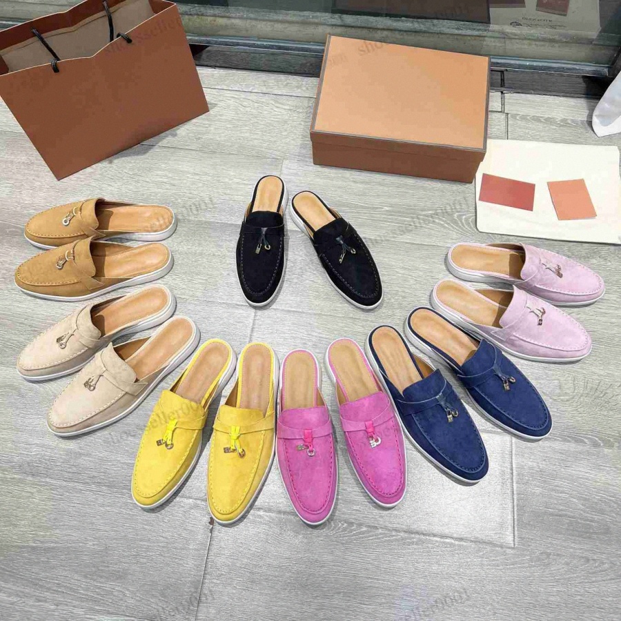 

With Box Loro Piana Slippers For Women Open Toe Casual Classic Sandals Loafers Shoes Womens Flat Slides Slipper Designer Luxury High Elb2vR#, 11