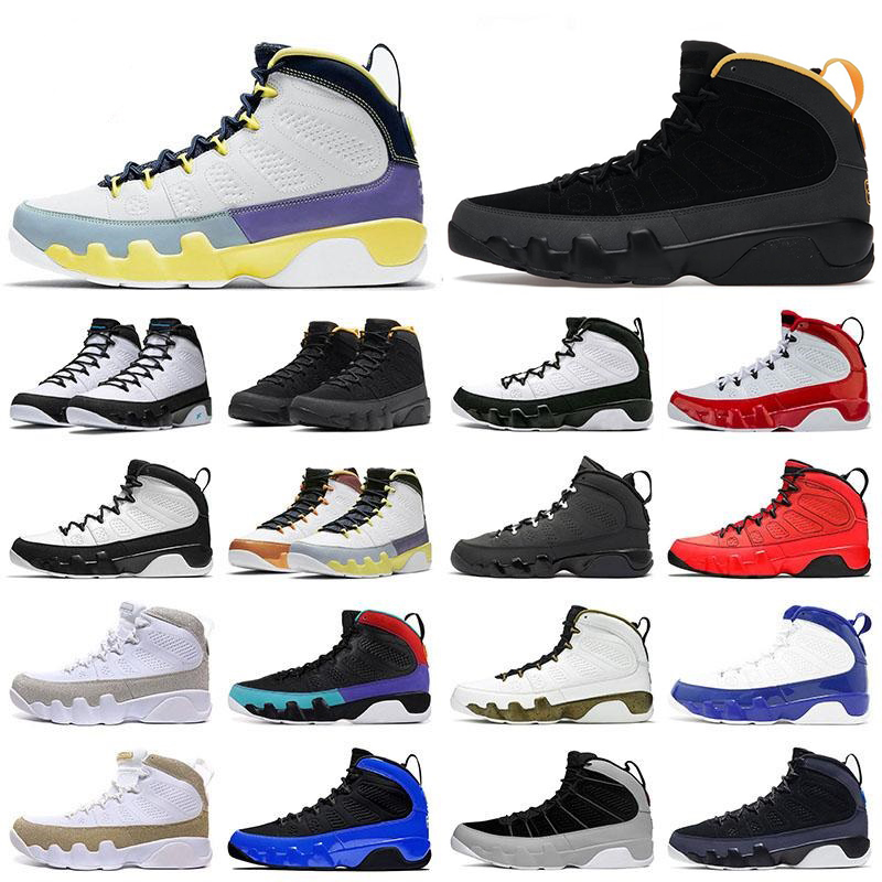 

Jumpman 9 IX 9S Men Women Basketball Shoes Rubber Bred University Gold Blue Gym Chile Red UNC Cool Particle Grey Racer Blue Statue Anthracite Rubber Sneakers Trainers, Stock