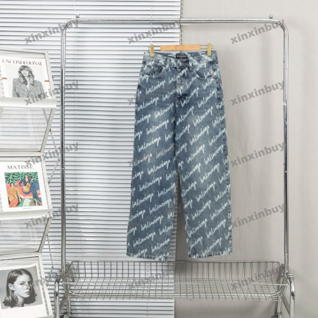 

xinxinbuy Men women designer pant Sport Paris Cursive letter printing Jeans Denim Spring summer Casual pants blue khaki Grey M-2XL
