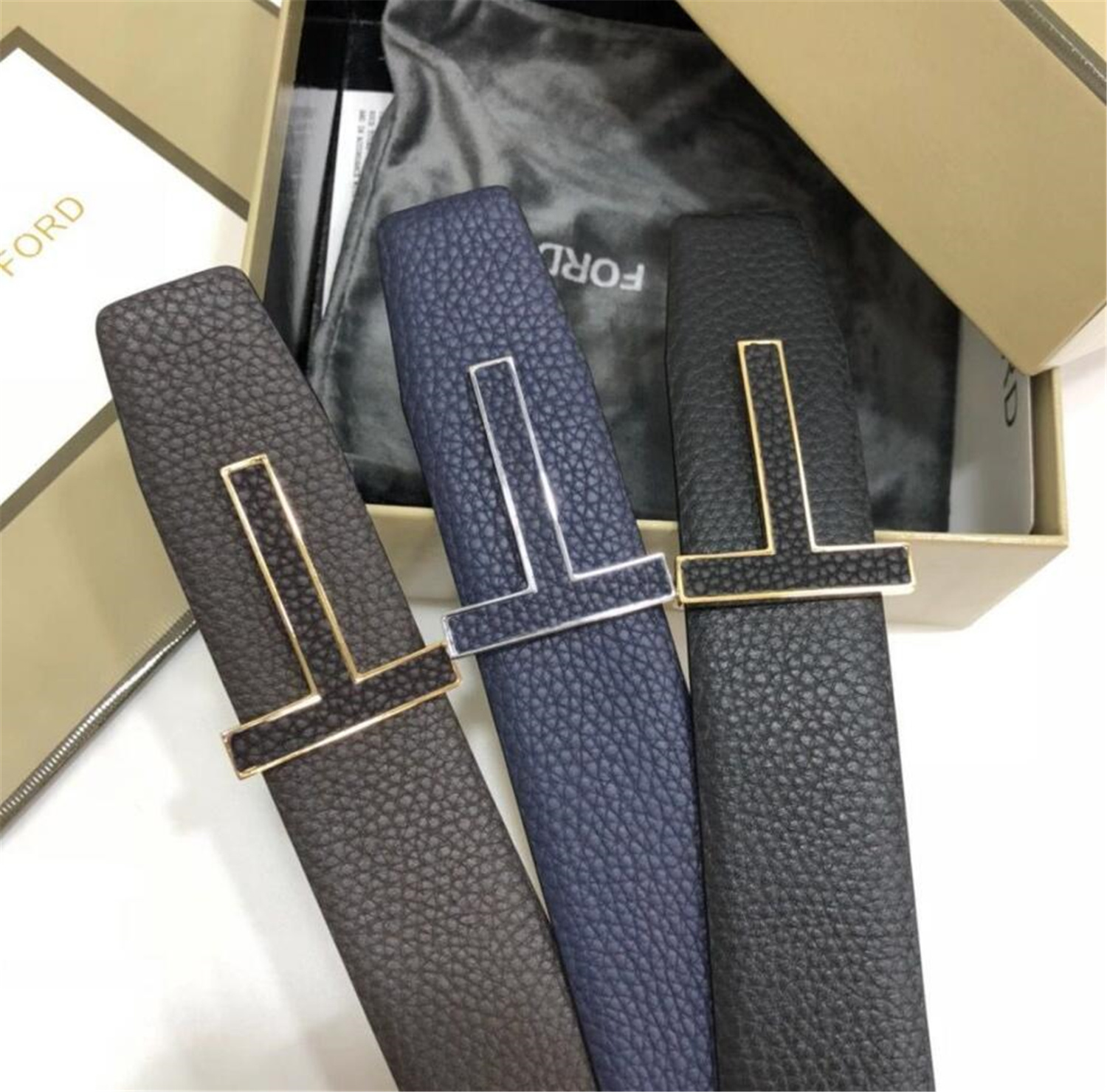 

Designer Belt New Men Clothing Accessories Belts Big T Buckle Fashion Womens High Quality Luxurys Designers Genuine Leather Waistband With Box Dust bag, Gold