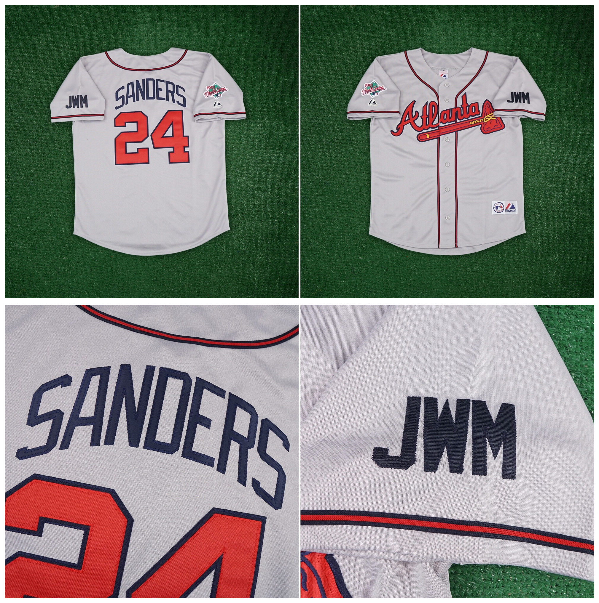 

Braves Deion Sanders 1991 Atlanta Baseball Jersey Home White Grey Road Men's World Series Jersey Size S-4XL, As pic