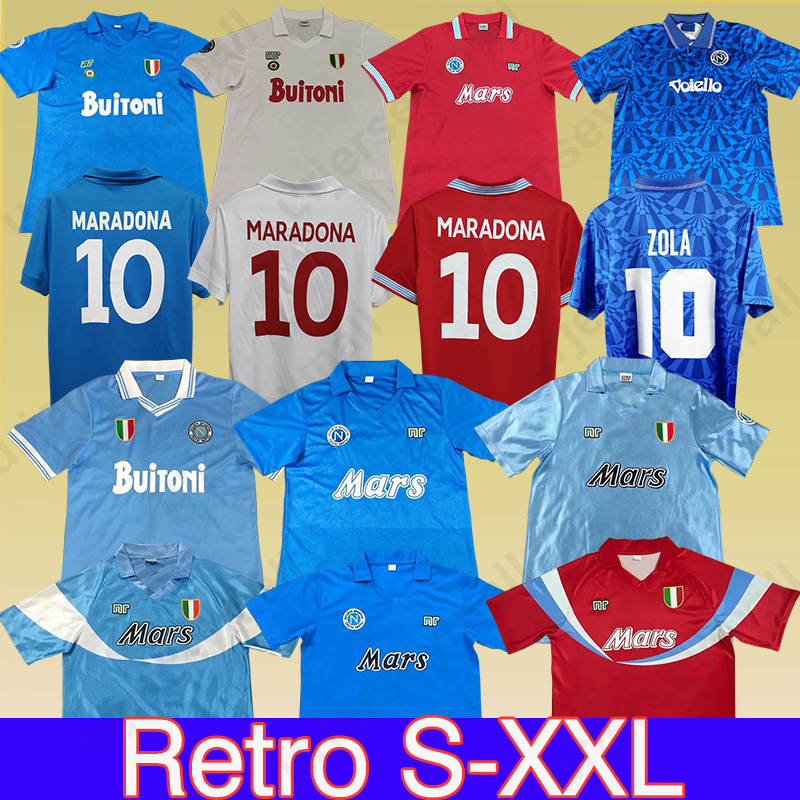 

Napoli 86 87 Retro Jerseys 1988 1989 1990 1991 1993 Naples Soccer Football Shirts Coppa Italia SSC Neapolitan Maradona 10 ZOLA maillot de foot, 91 93 home