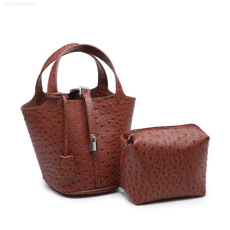 

Designer Luxury Vegetable Basket Women's Handbag Fashion Simple Water Bucket Litchi Pattern BagKYOM39L7 Picotin, Blue4
