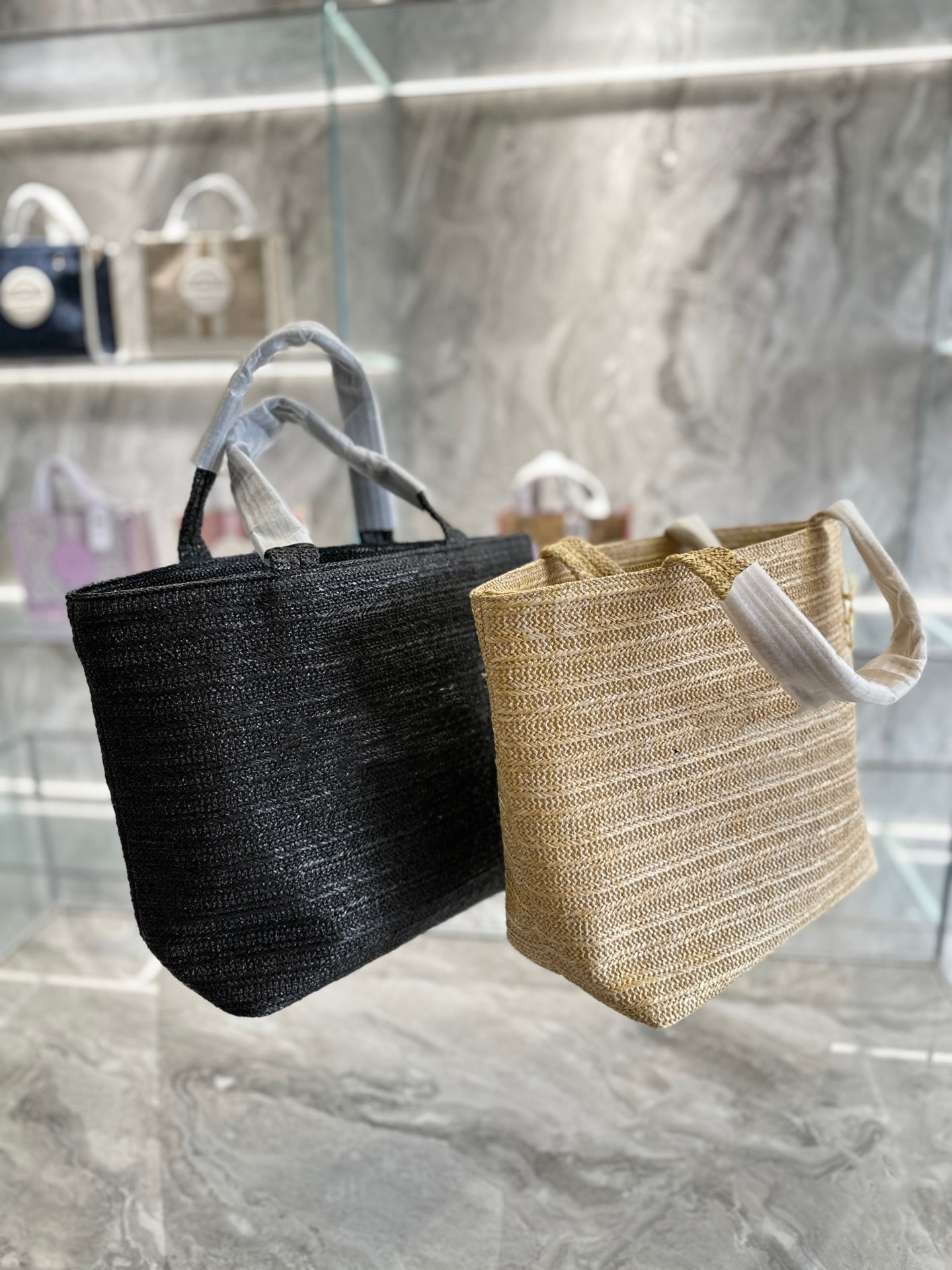 

23YL new beach bag summer beach straw braided bag fashion trend shopping bag, Black