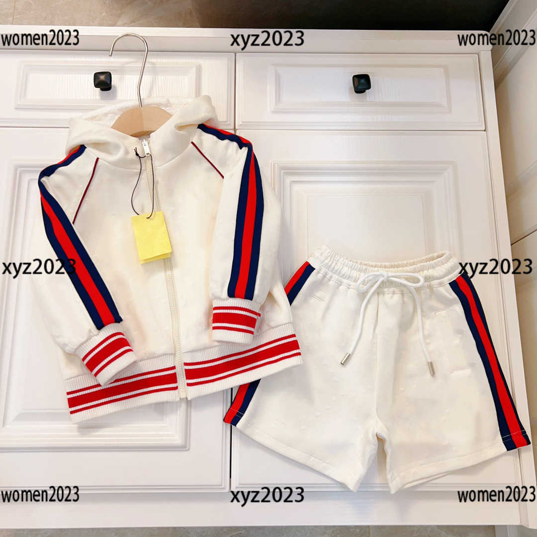 

luxury Best Morning Run Baby Clothes Child outdoor Sets KIds Summer Tracksuit 2pcs Hooded jacket and striped decorative shorts, Multi