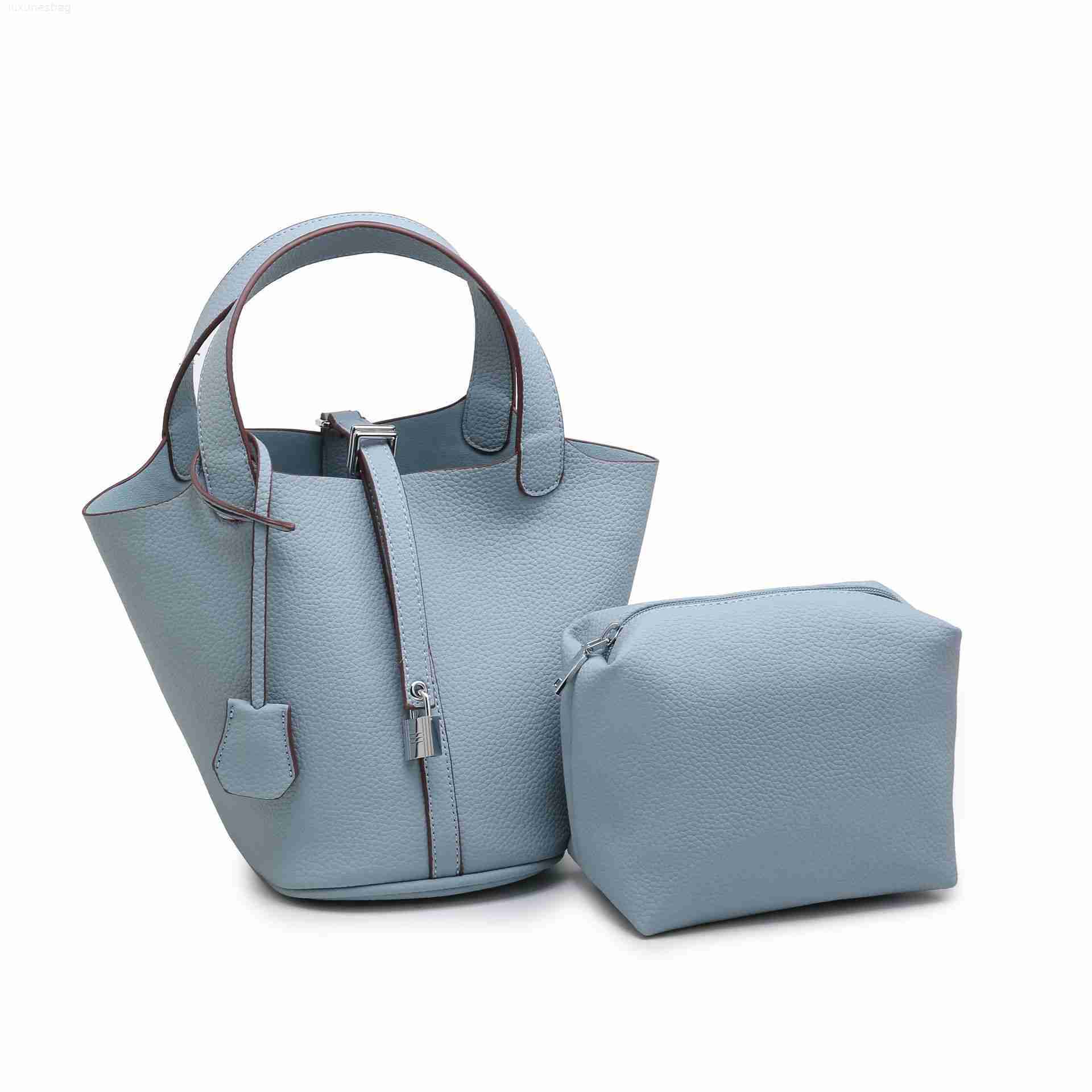 

Designer Luxury Vegetable Basket Women's Handbag Fashion Simple Water Bucket Litchi Pattern Bag79RI4DRP Picotin, Blue4