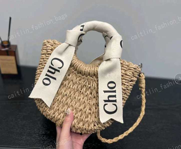 

High-quality Luxury Designer Bag Fashion Women's Handbag Crossbody Bag New Women's Summer Beach Scarf Alphabet Coffee Color Woven Bag White