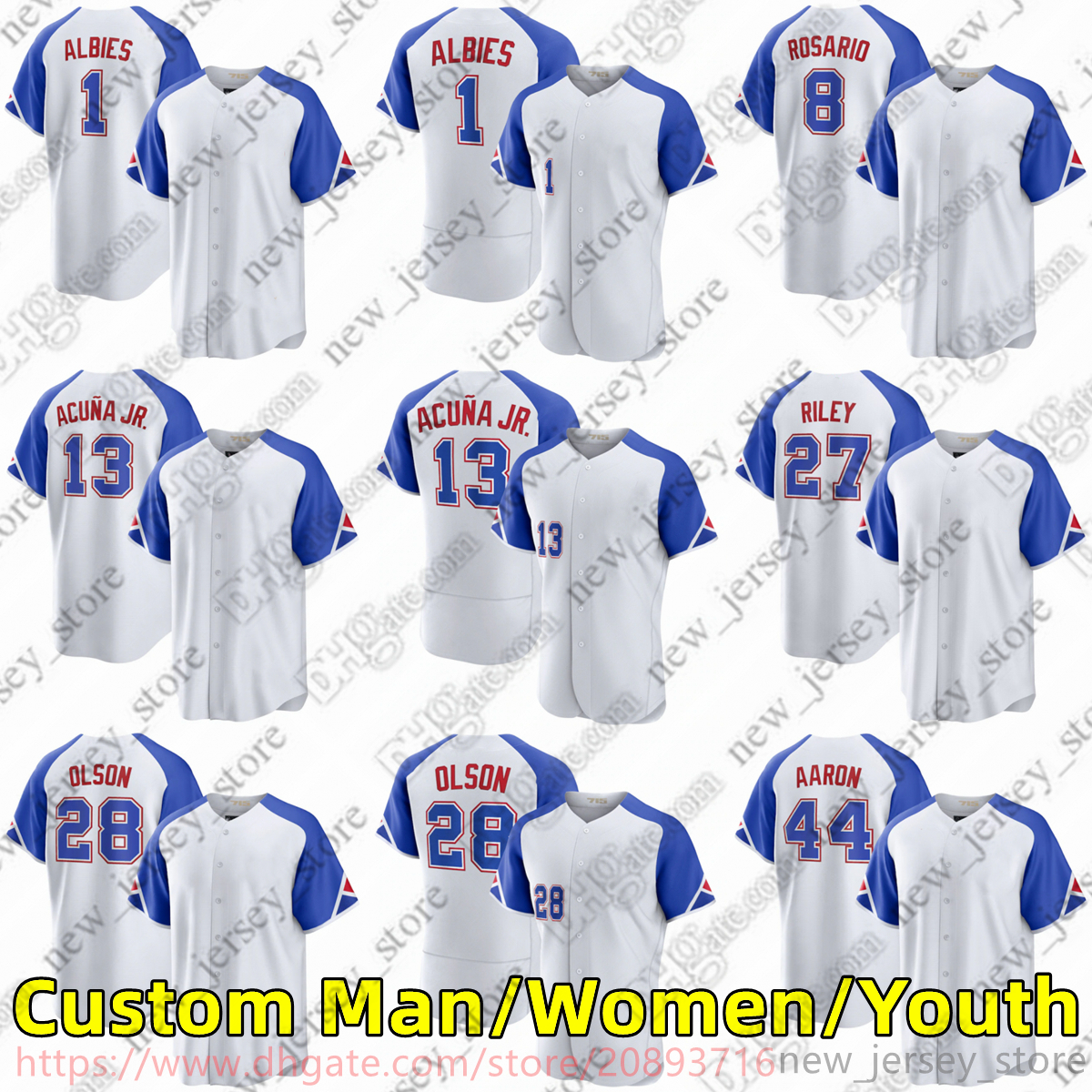 

Custom S-6XL 2023 City Connect Movie Baseball Jersey Stitched 13 RonaldAcuna Jr. 28 MattOlson 1 OzzieAlbies 44 HankAaron 8 EddieRosario MaxFried AustinRiley Jersey, As picture (with team logo)