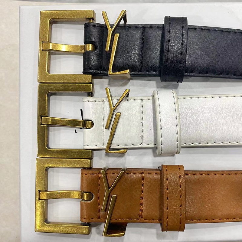 

Luxury Designer Belt for Women Genuine Leather Cowhide Width 3cm Men Designers Belts Bronze Buckle Silver Womens Waistband, No box