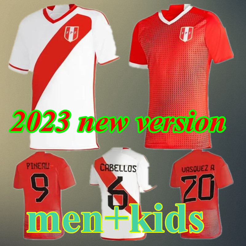 

2023 Peru men kids kit soccer jerseys 23 24 home away Seleccion Peruana Cuevas PINEAU CARTAGENA football shirt