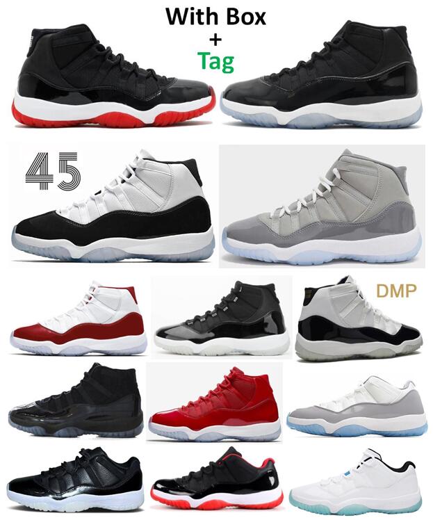 

11 11s Basketball Shoes Cherry Bred Space Jam Concord Cool Grey DMP 2023 Jubilee 25th Anniversary Cement Grey Cap And Gown Gym Red 72-10 Gamma Blue Men Women Sneakers, Low rose gold