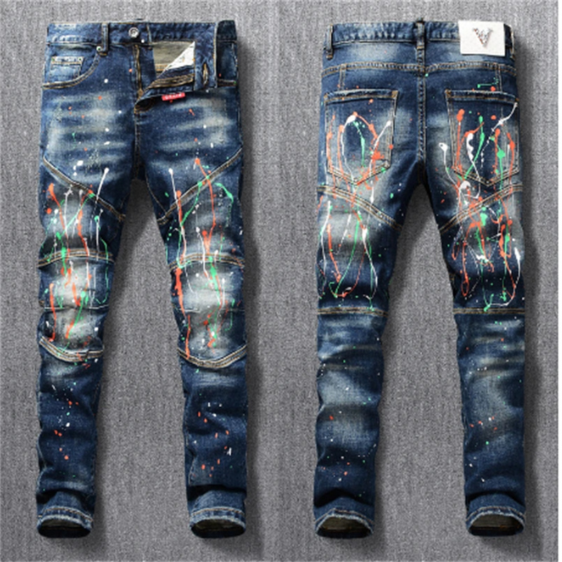 

2023SS Designer mens jeans hip-hop fashion zipper hole wash jean pants retro torn fold stitching men design motorcycle riding cool slim pant purple jeans for women