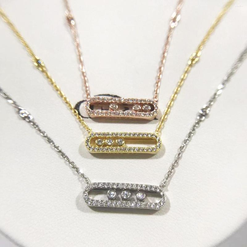 Chains French Style 925 Sterling Silver Pendant Necklace For Women. Classic Moving Diamonds. High Quality Holiday Gifts AAA