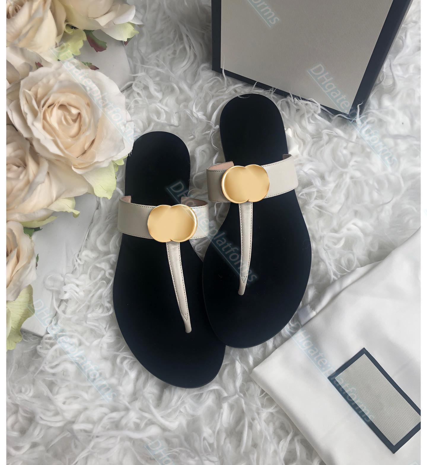 

designer guccie for woman men slipper luxury calfskin flip flops sandal with Interlocking Web slides l flat Summer classic outside leisure sandal, #11